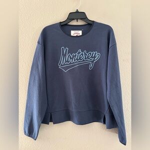 NWOT League Wear women ribbed crewneck sweatshirt featuring Monterey logo Size M